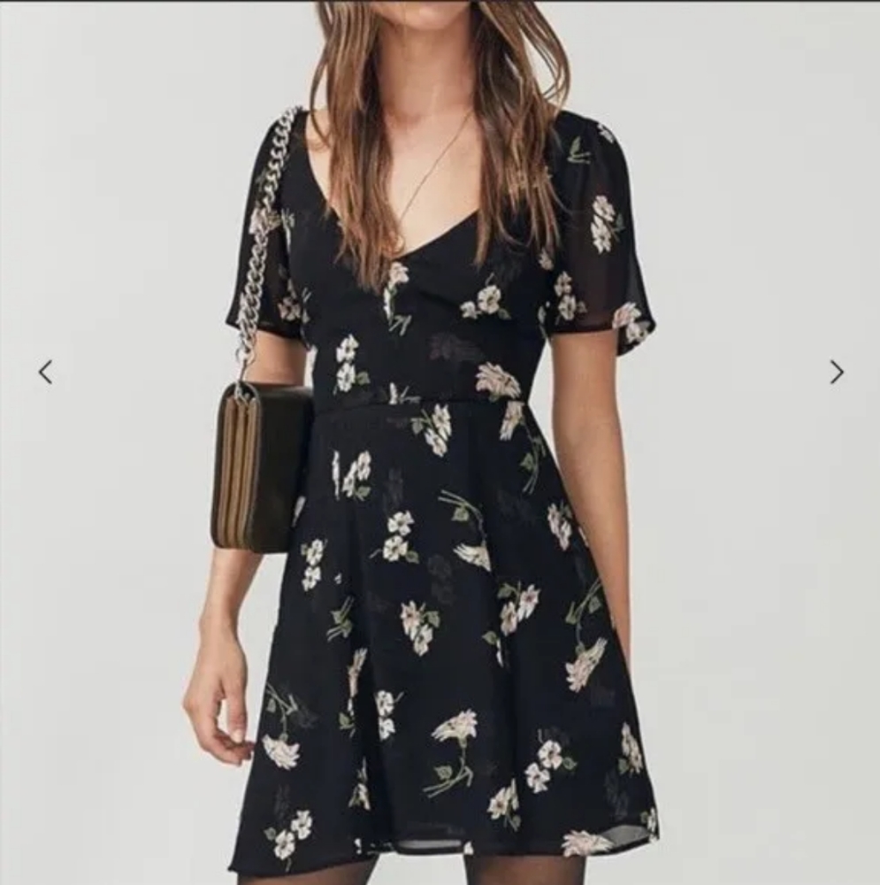 Reformation Helen Ophelia Mini Black Dress